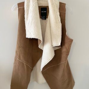 Faux fur lined suede vest